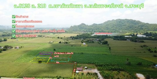ขายที่ดิน1ไร่ ขายที่ดิน2ไร่กว่า 1,300บ/ตรว ฟรีค่าโอน โฉนดเลขที่8128เลขที่ดิน210อ.เฉลิม​พระ​เกียรติ​สระบุรี​.